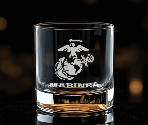 11oz Customized US Marine Corps Whiskey Rocks Glass