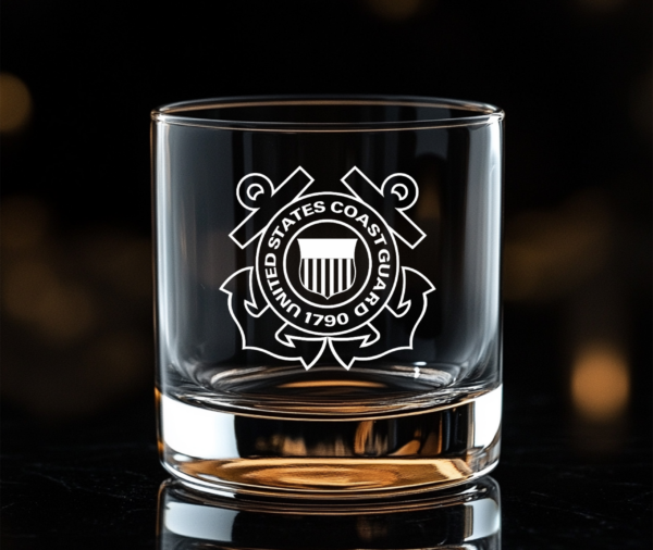 11oz Customized US Coast Guard Whiskey Rocks Glass