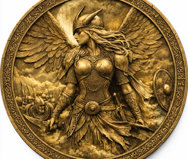 Valkyriar Choosers of the Slain Norse mythology challenge coin antique brass — Sentinel LaserArt