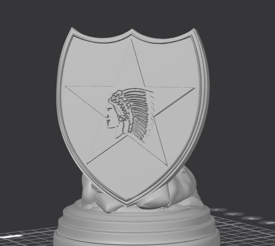 2nd Infantry Division Indianhead shield 3D printed terrain display — Second to None, Korean Peninsula, battlefield base — Army infantry veteran gift