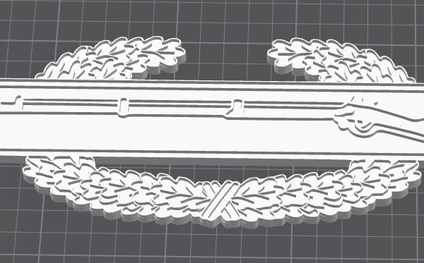 Combat Infantryman Badge CIB 3D printed display replica — Springfield rifle, blue field, oak wreath — Army infantry veteran gift